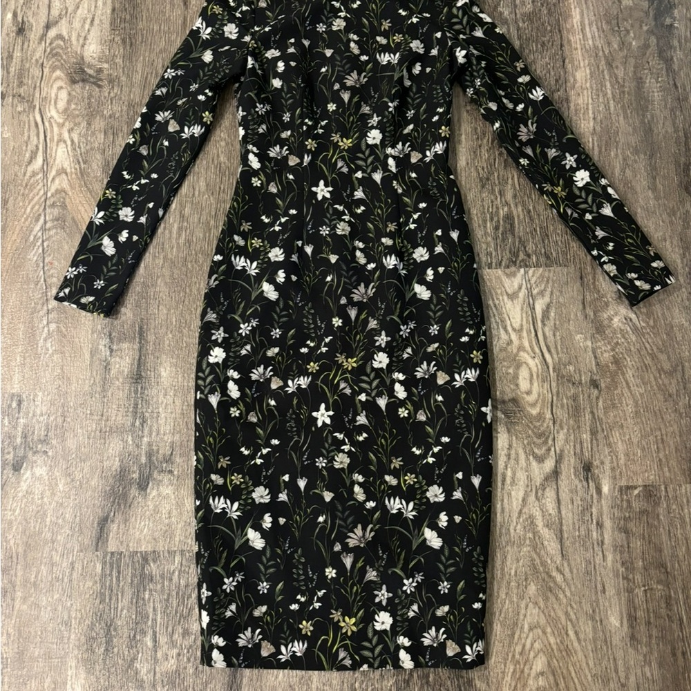 Cynthia Rowley Black Floral Long Sleeve Dress